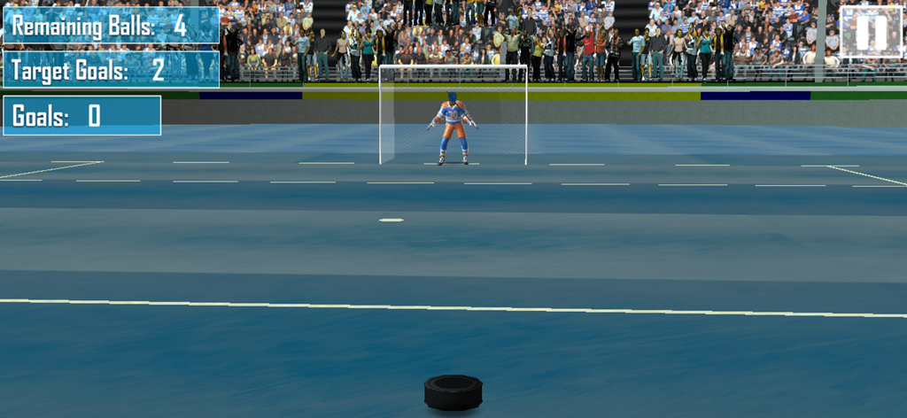 Ice Hockey Legend Sports Mania - Arcade ice hockey game penalty shootout mode with a bobblehead goalkeeper and puck on the ice