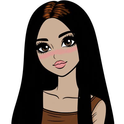 realistic girl with straight and long hair