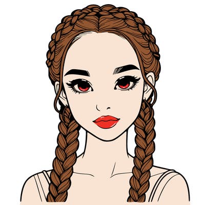 realistic girl with braids