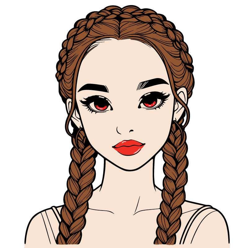 realistic girl with braids