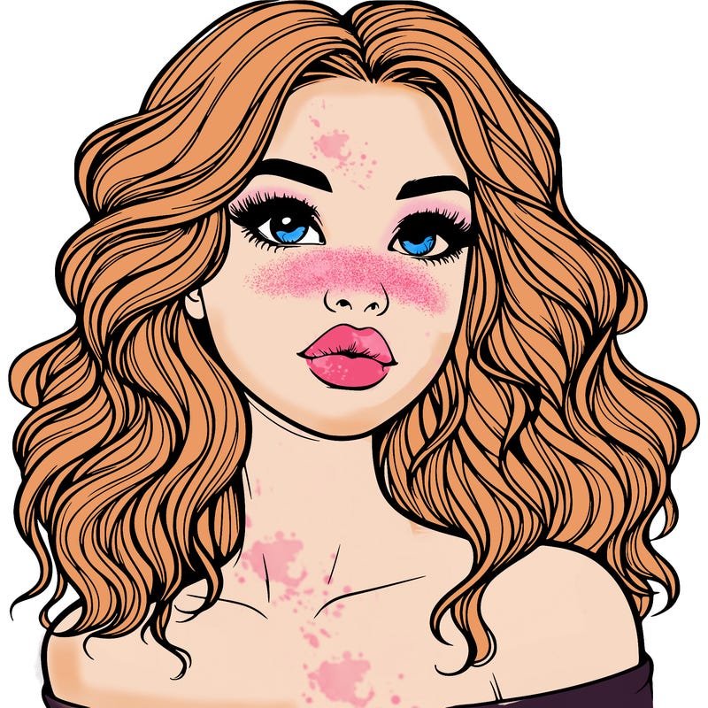 realistic girl with wavy hair and lips