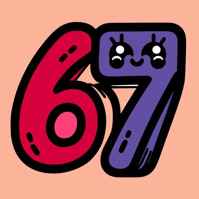 the numbers 67