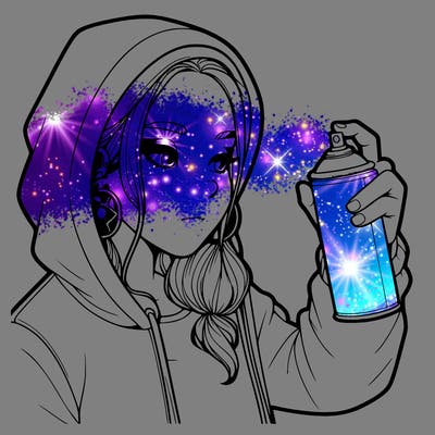 a realistic girl, spray painting