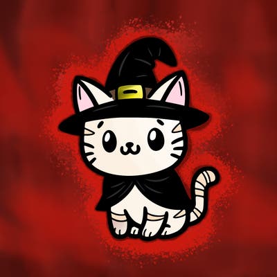 a cat with a halloween costume