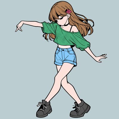 realistic girl danceing
