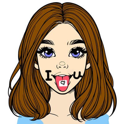 realistic girl with her tongue out