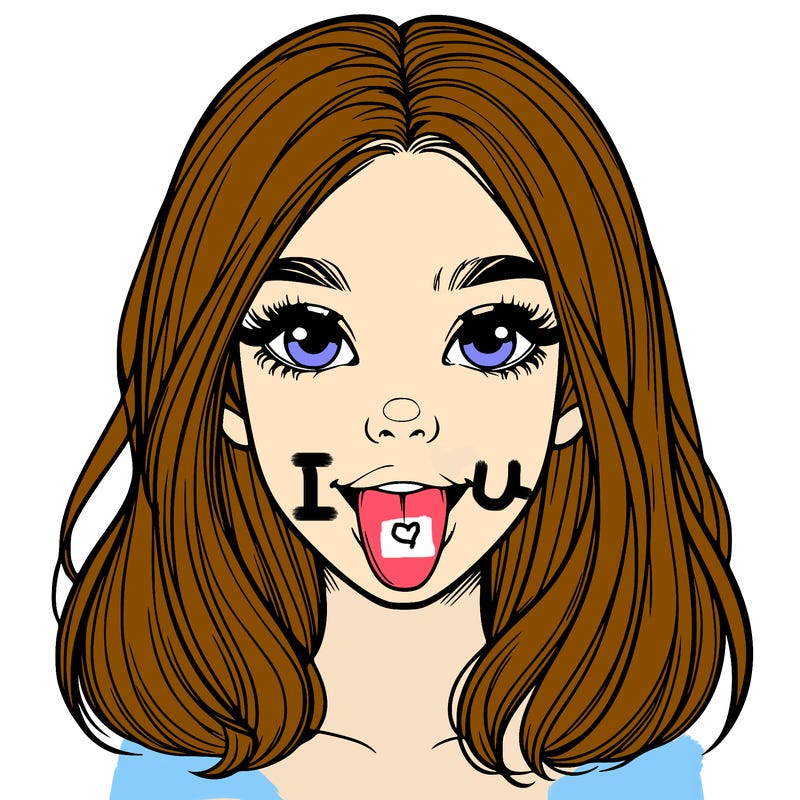 realistic girl with her tongue out