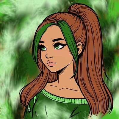 realistic girl with a high ponytail