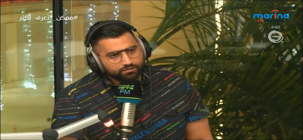 A radio host during a live video broadcast on the Marina FM app