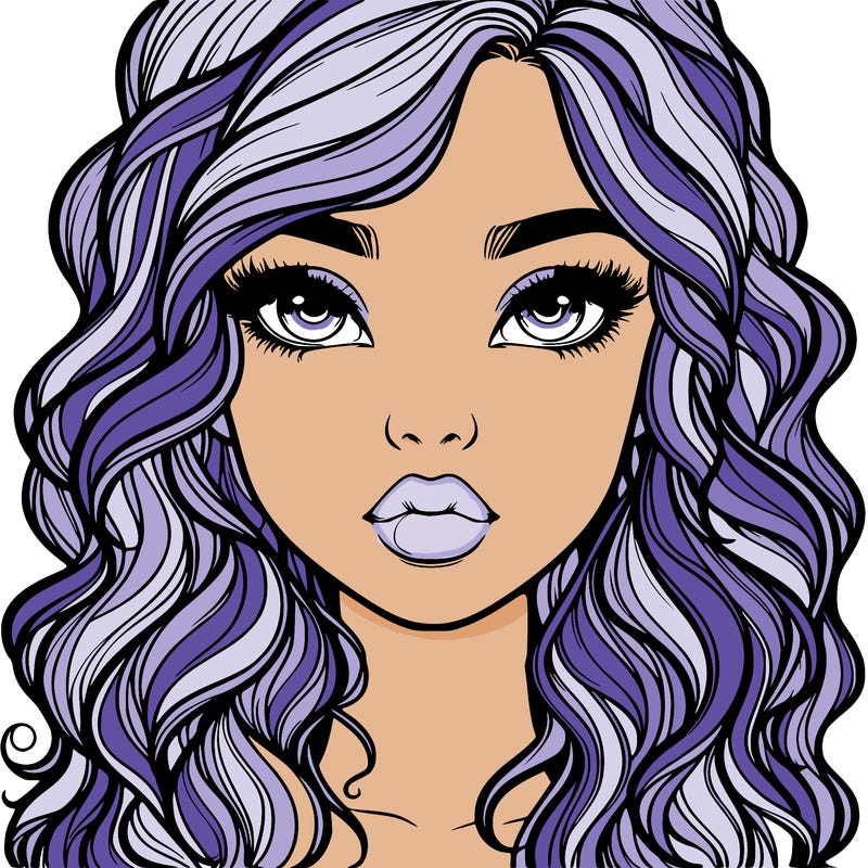 realistic girl with wavy hair and lips
