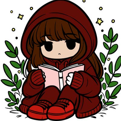 girl in oversized hoodie reading a book