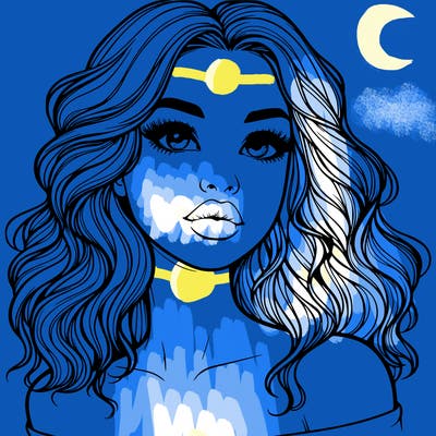 realistic girl with wavy hair and lips