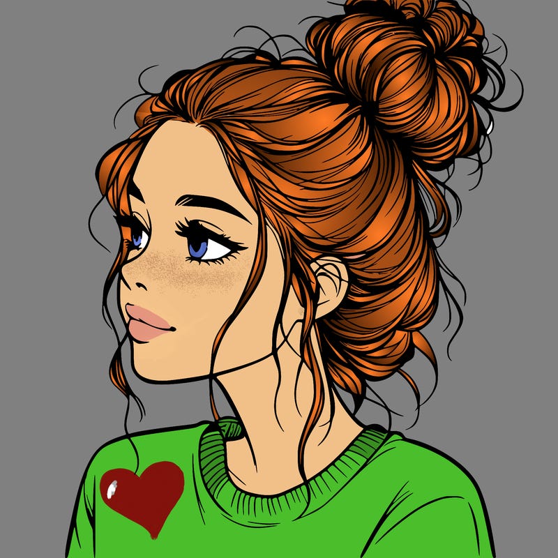 a realistic girl with a messy bun