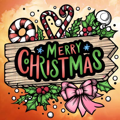 realistic, merry christmas sign