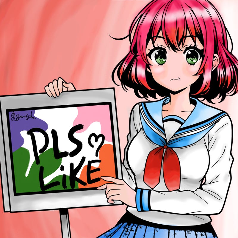 manga character girl holding a blank sign