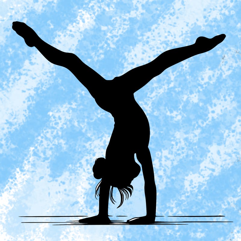 realistic gymnastic hand stand girl in four splits