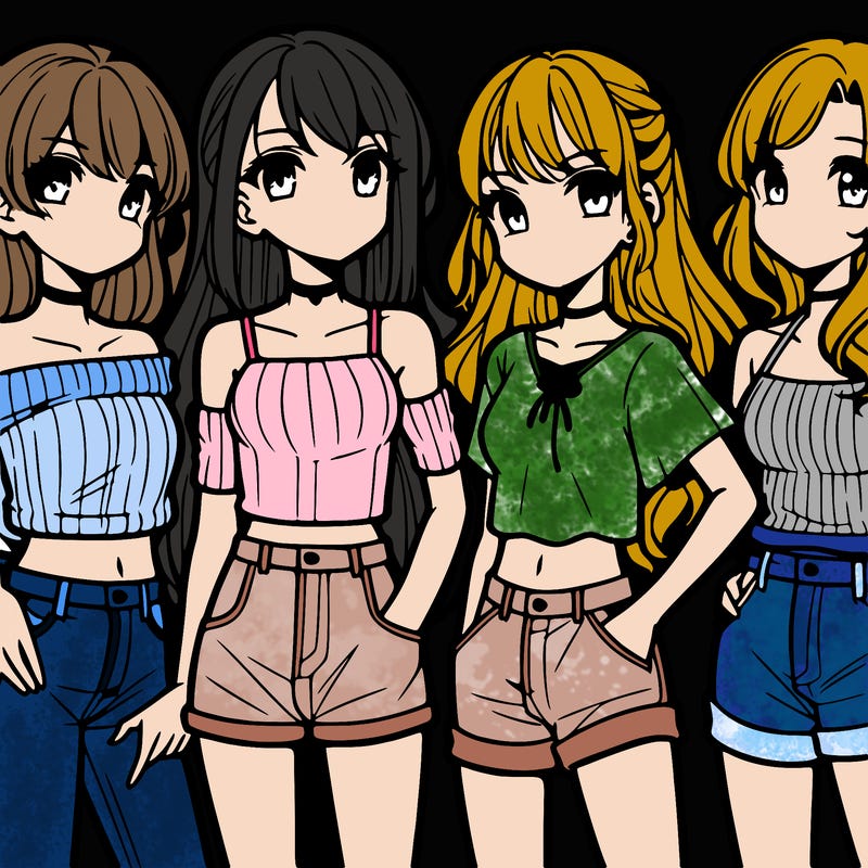 teen manga girls group of 4
