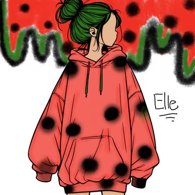 realistic girl with a oversized sweatshirt on and a bun