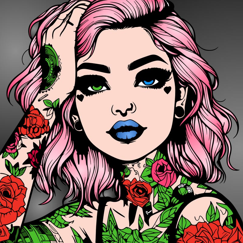 realistic girl with tattoos all over