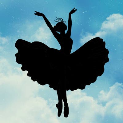 a delicate ballerina with her costume in motion.