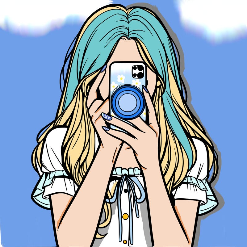 a realistic girl holding her phone taking pictures