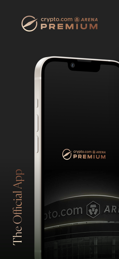 Offizieller Startbildschirm der mobilen Anwendung Crypto.com Arena Premium, angezeigt auf einem Smartphone