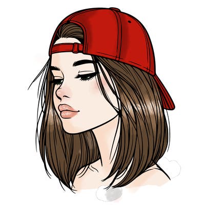realistic  girl with a backwards hat