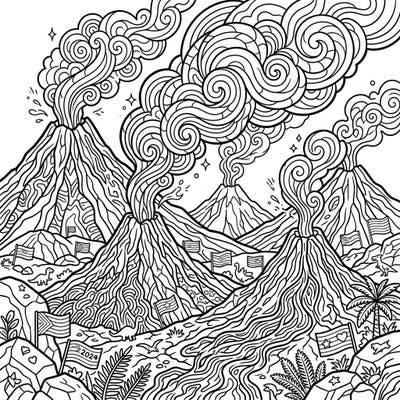 Ignite your creativity with this vibrant coloring page featuring powerful volcanic vents intertwined with the joyful spirit of Pride Month. Discover a dynamic landscape where natural wonders meet symbols of love and diversity, perfect for artists of all ages.