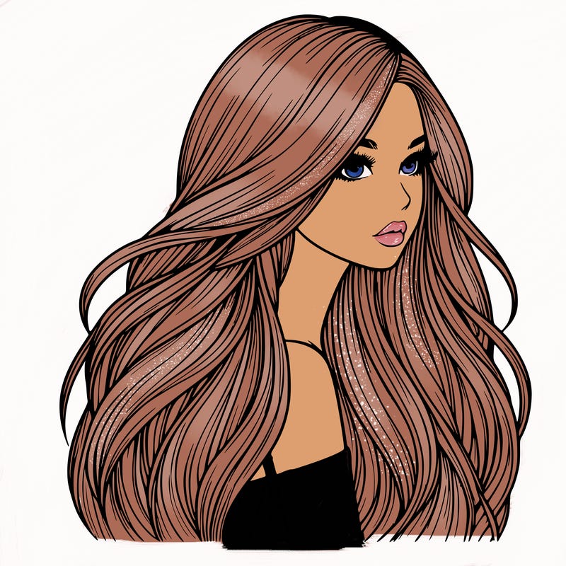 realistic girl with long realistic hair