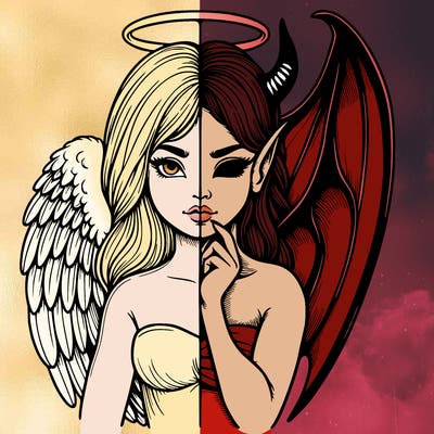 realistic angel half demon