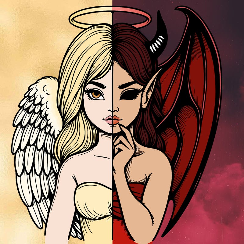 realistic angel half demon