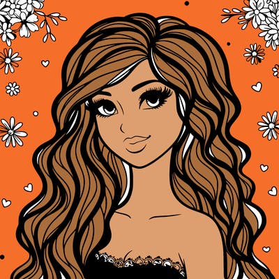 pretty woman with long wavy hair