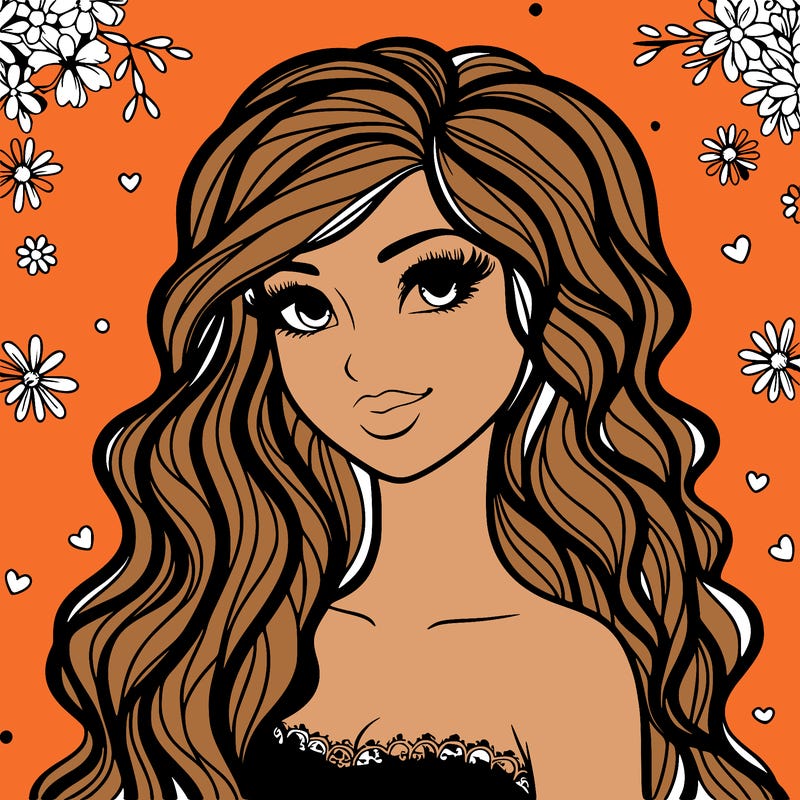 pretty woman with long wavy hair