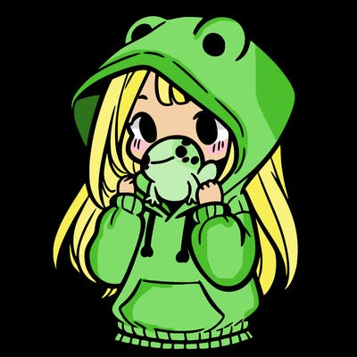 a girl holding a froggy hoodie
