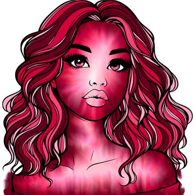 realistic girl with wavy hair and lips