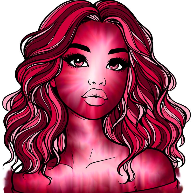 realistic girl with wavy hair and lips