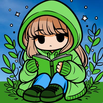 girl in oversized hoodie reading a book