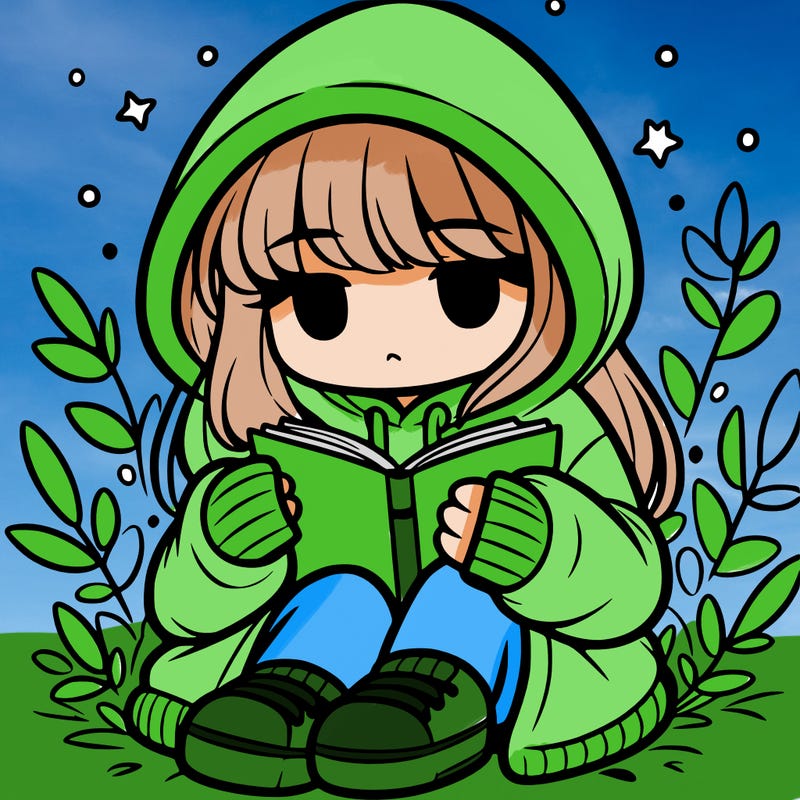 girl in oversized hoodie reading a book