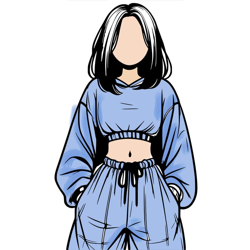 realistic girl faceless with baggy pants and a crop top