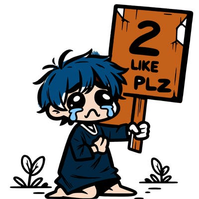 small poor toddler crying with sign that says 2 like plz