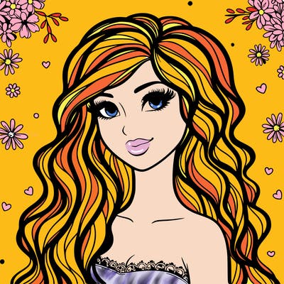 pretty woman with long wavy hair