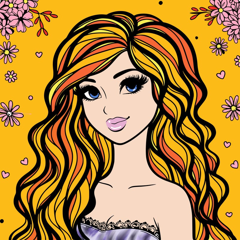 pretty woman with long wavy hair