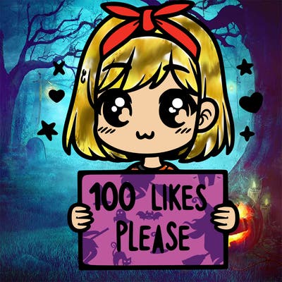 girl holding sign saying 100 likes please