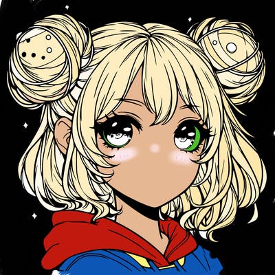 realistic anime girl with space buns