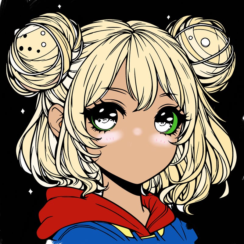realistic anime girl with space buns