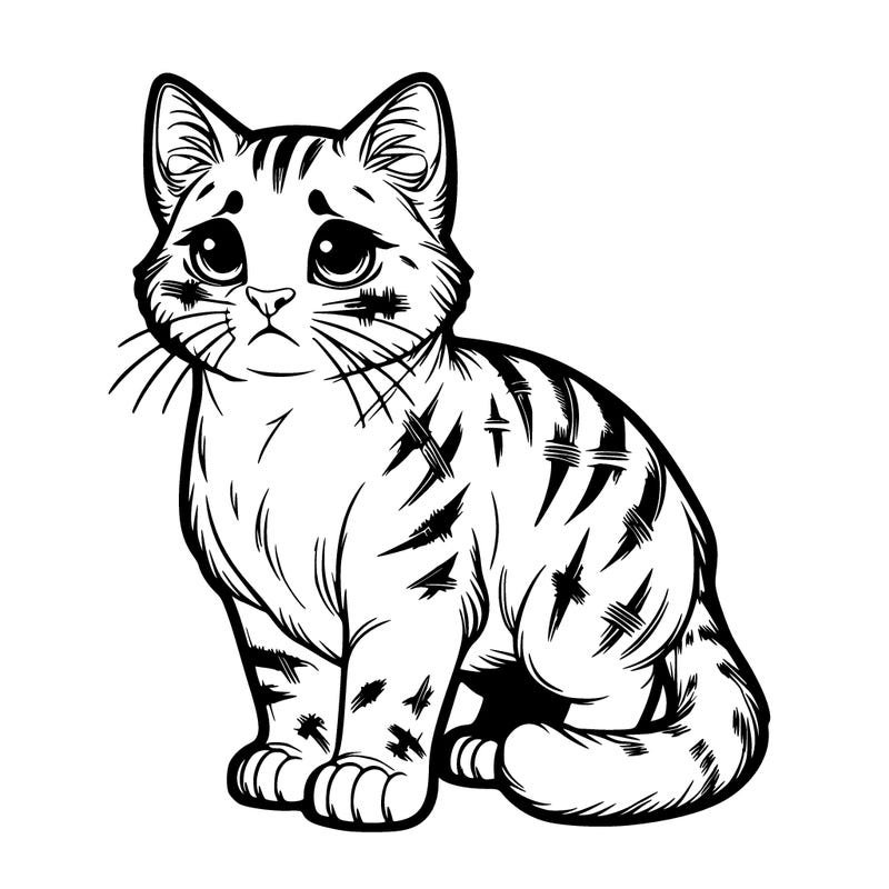 realistic looking cat with scars