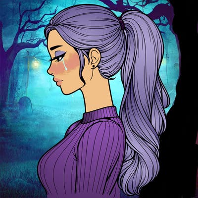 realistic woman with pony tail