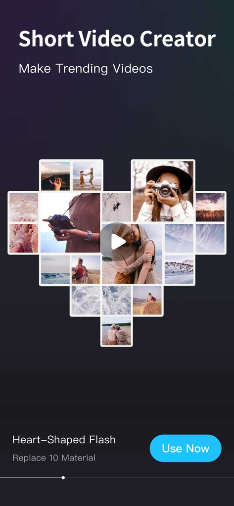 Slideshow Creator -MovieStudio - Heart-shaped photo collage video template in the MovieStudio app