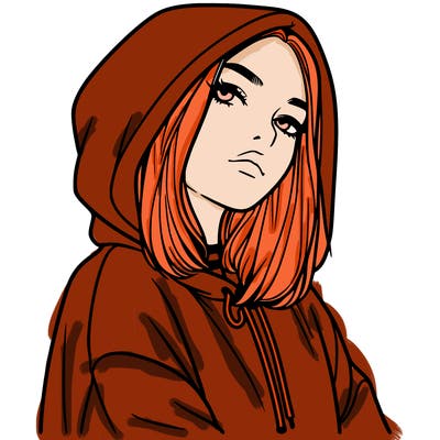 a realistic girl in a hoodie