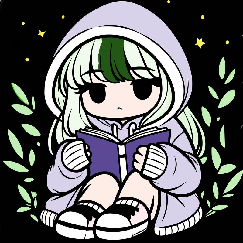 girl in oversized hoodie reading a book